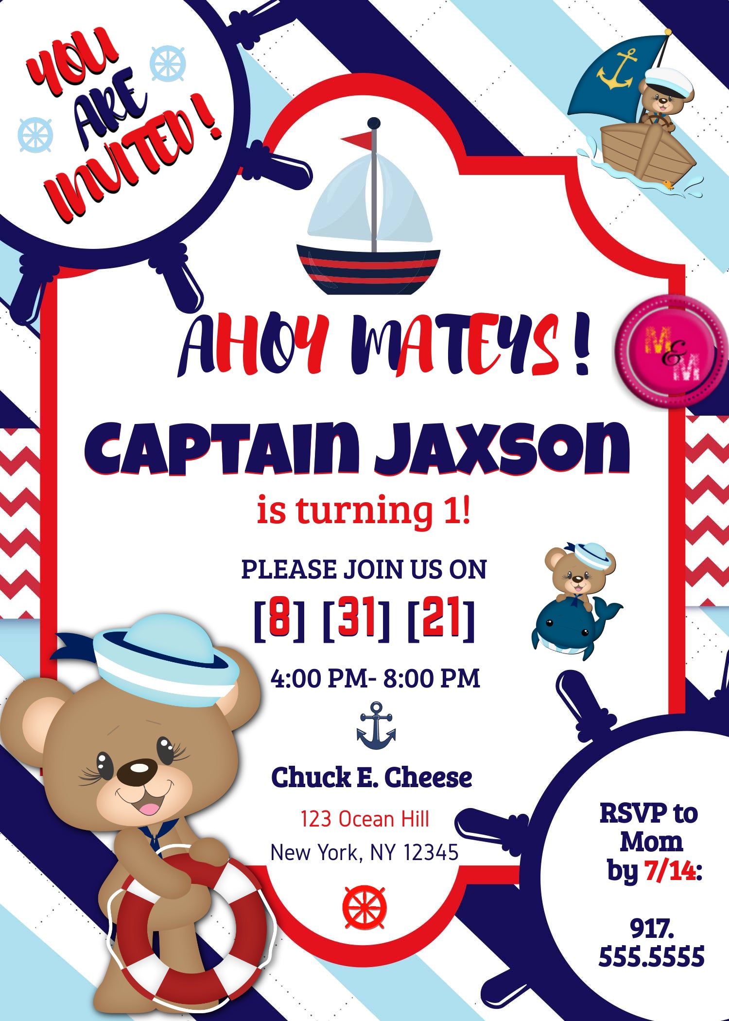 nautical birthday invitations