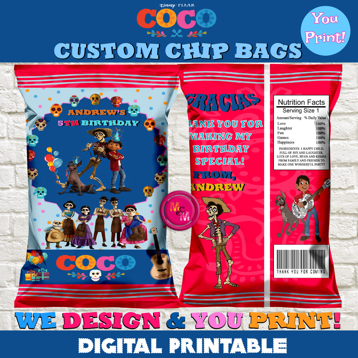 Coco Movie Party Favors Chip Bag Printable, Coco chip bag ...