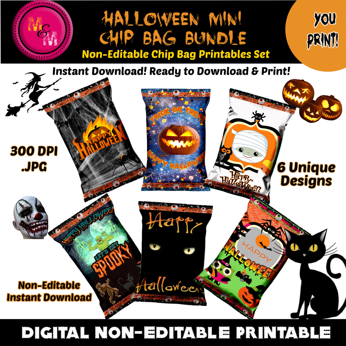 Instant Download Halloween Chip Bag Bundle (Non Editable) – Mug and ...