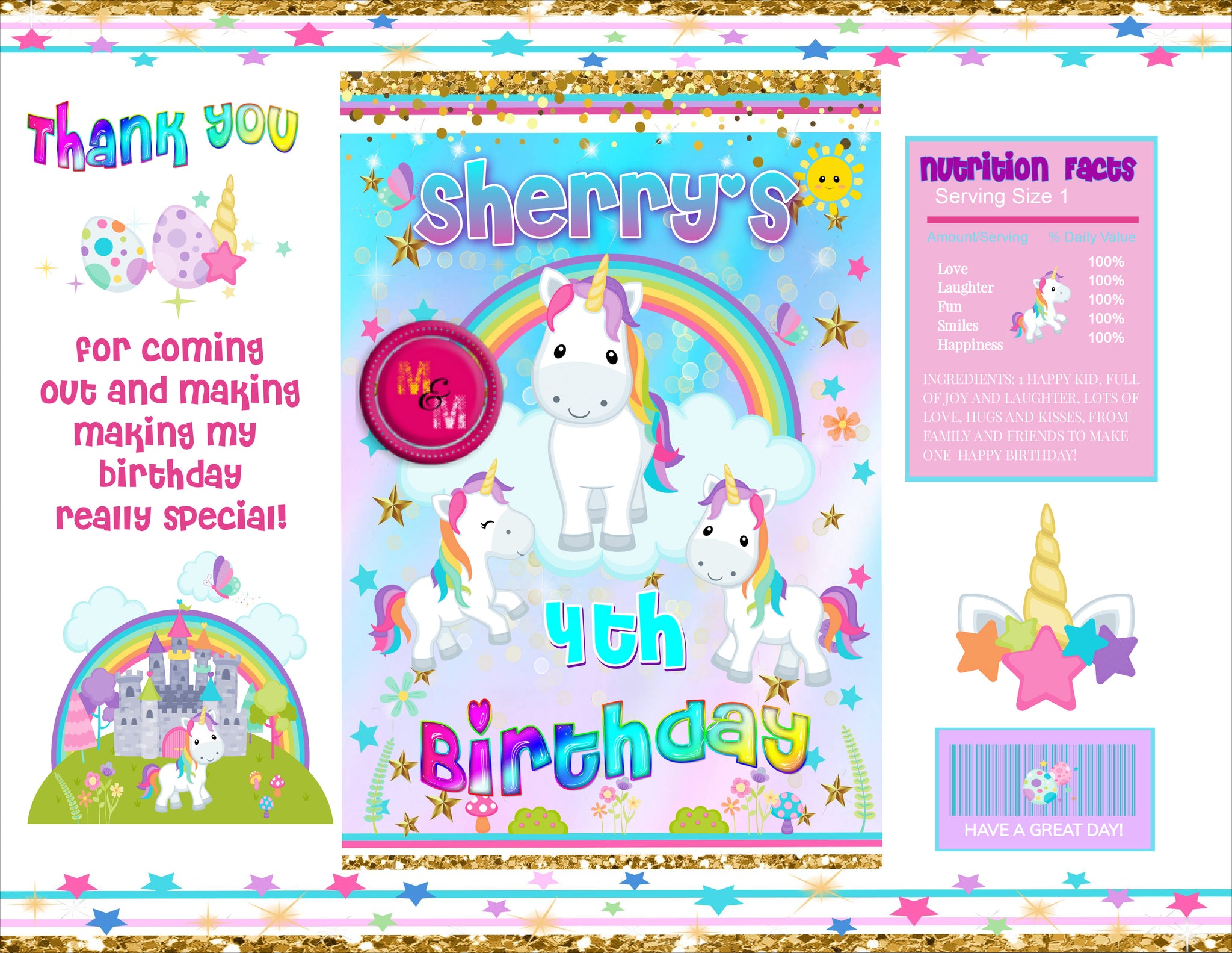 editable unicorn birthday printable set unicorn capri sun