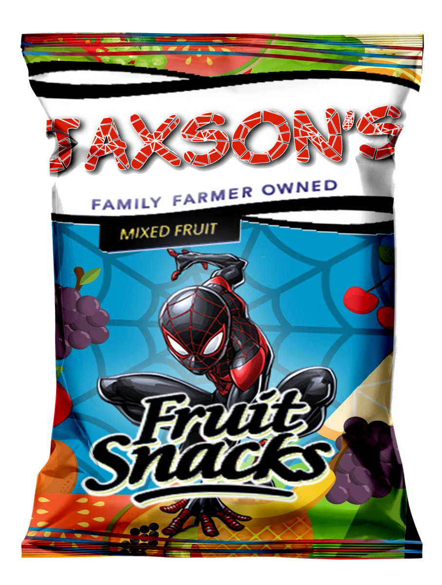 Download Editable Into the Spider Verse Fruit Snacks Wrappers ...