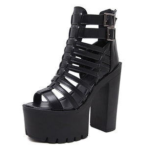 buckle platform heels