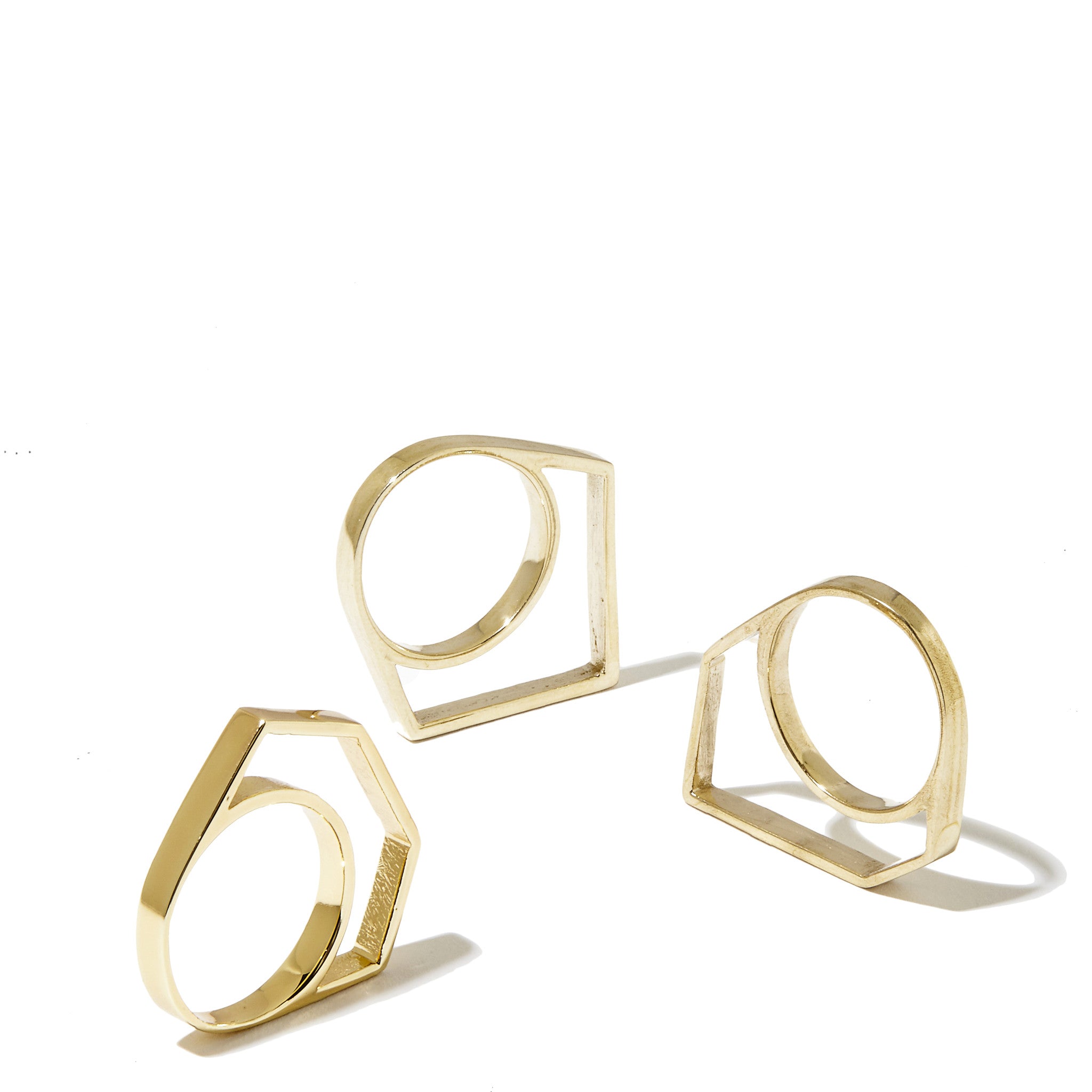 Thin Hollow Stacker Ring - Set of 3