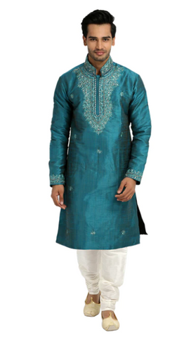 Light Blue Kurta Pajama Sherwani - Indian Ethnic Wear for Men