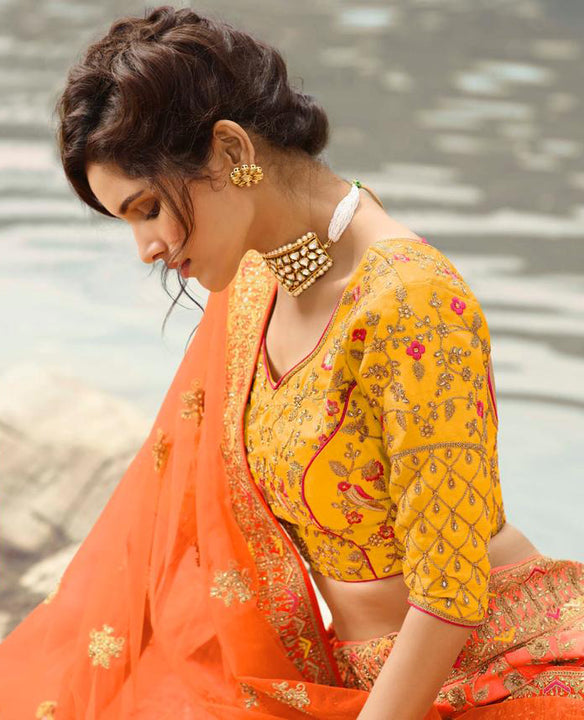 Rich And Glamorous Orange Indian Wedding Lehenga Kr919 Saris