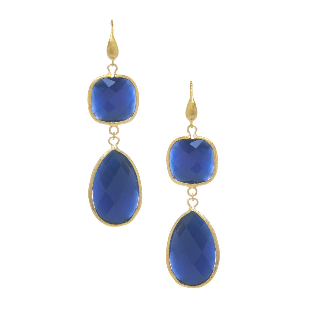 Rivka Friedman 18K Gold Clad Bold Navy Blue Cat's Eye Crystal Double D ...