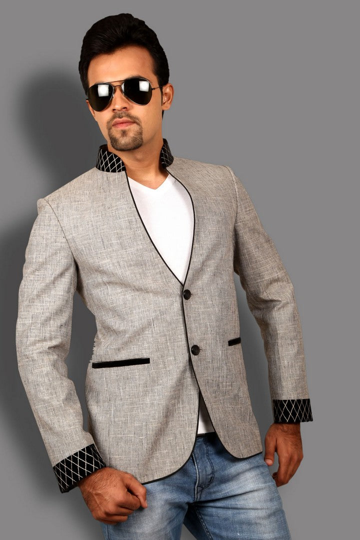 Trendy Silver Grey Blazer For Men - BL5028SNT