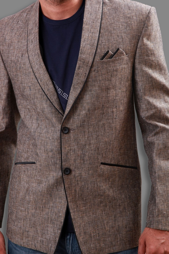 Walnut Brown Shawl Lapel Blazer For Men - BL5048SNT