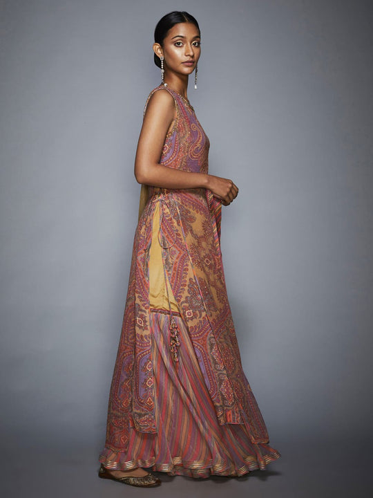 RI Ritu Kumar Peach & Beige Jamavar Suit Set – Saris and Things