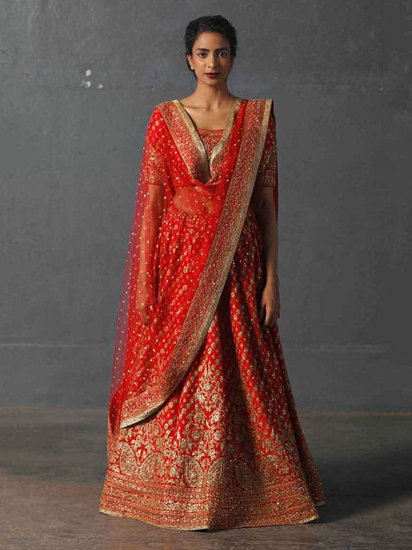 RI Ritu Kumar Red Embroidered Lehenga Set – Saris and Things