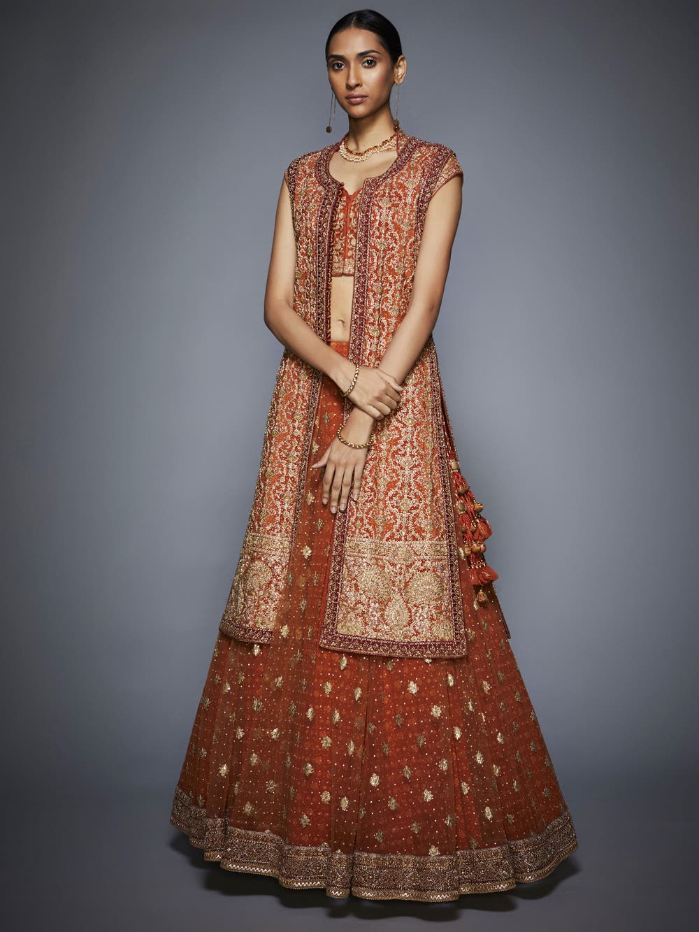 RI Ritu Kumar Rust & Gold Bridal Jacket