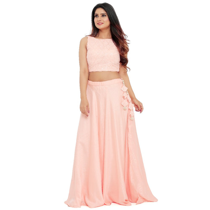 peach long skirt