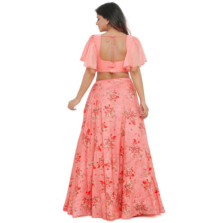 peach long skirt