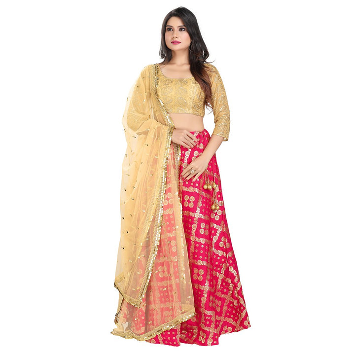 golden crop top lehenga