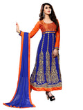 Beautiful Orange and Blue Anarkali Churidar