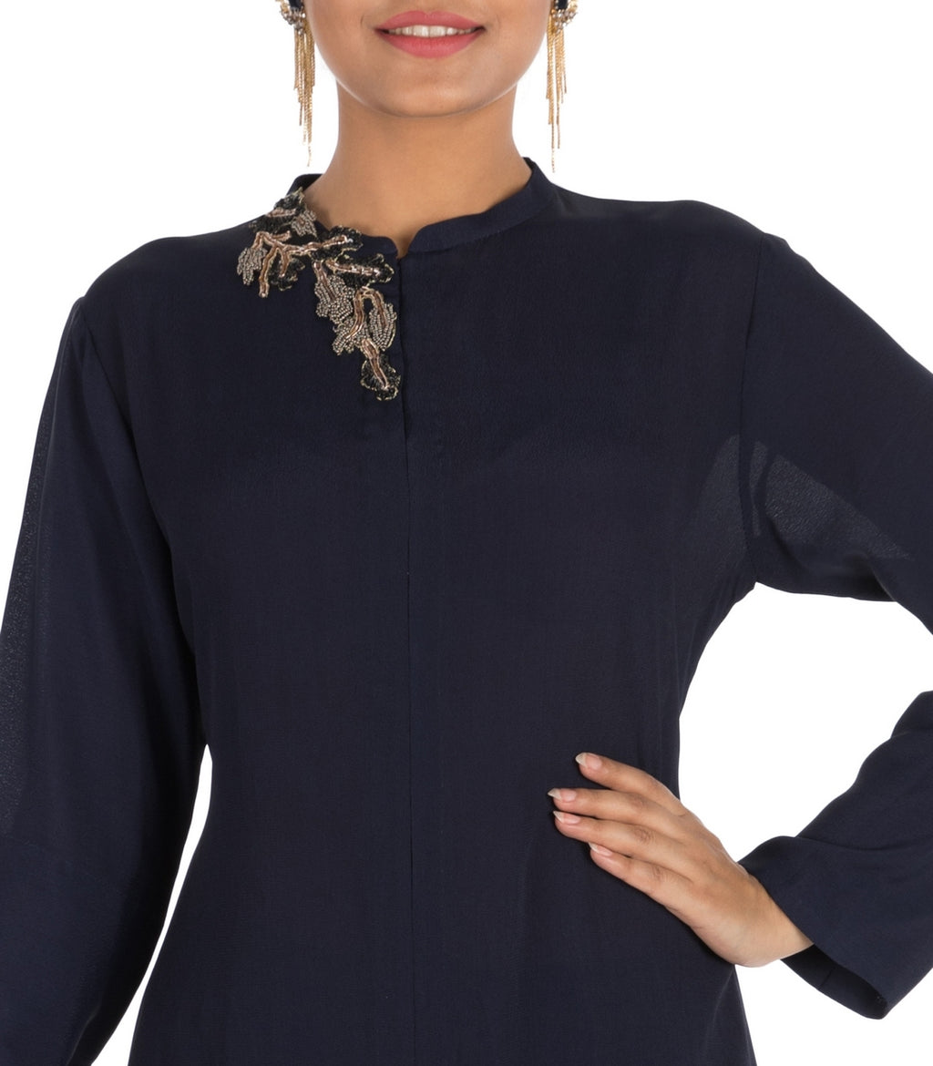 Hand Embroidered Midnight Blue Tunic – Saris and Things