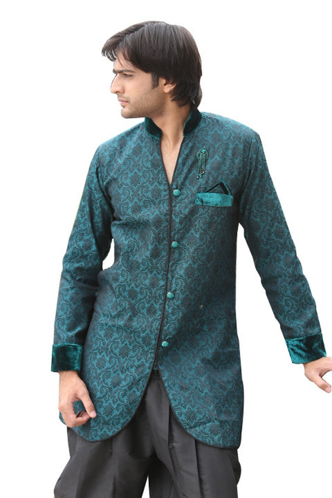 Rama Green Indian Wedding Indo-Western Sherwani for Men – Saris and Things