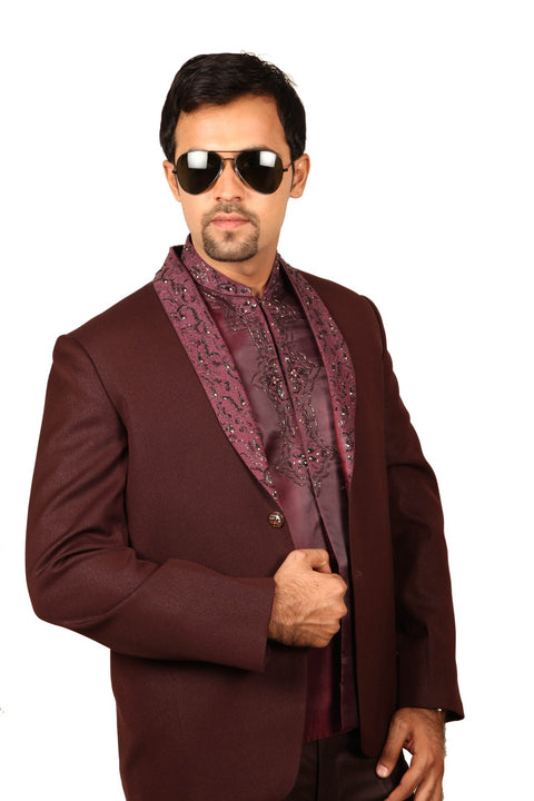 wine colour jodhpuri suit