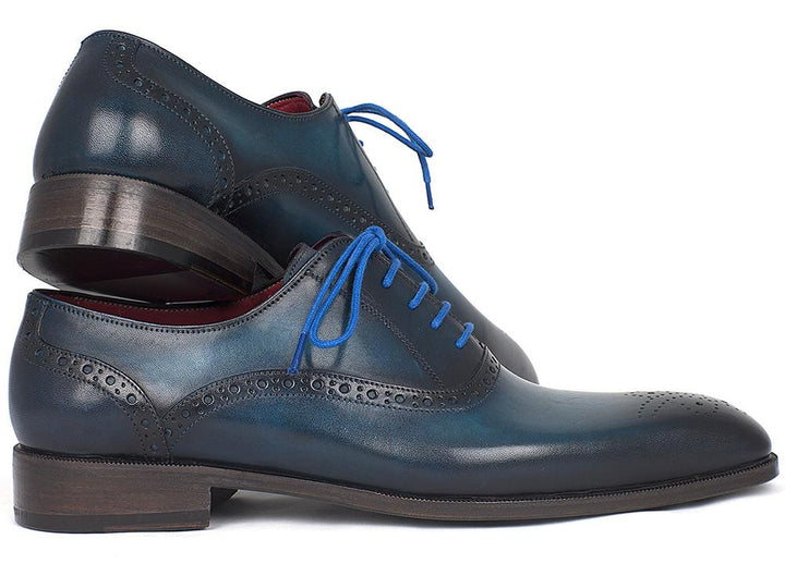 Paul Parkman Men's Blue & Navy Medallion Toe Oxfords Shoes (ID#FS88VA) Size 10.5-11 D(M) US
