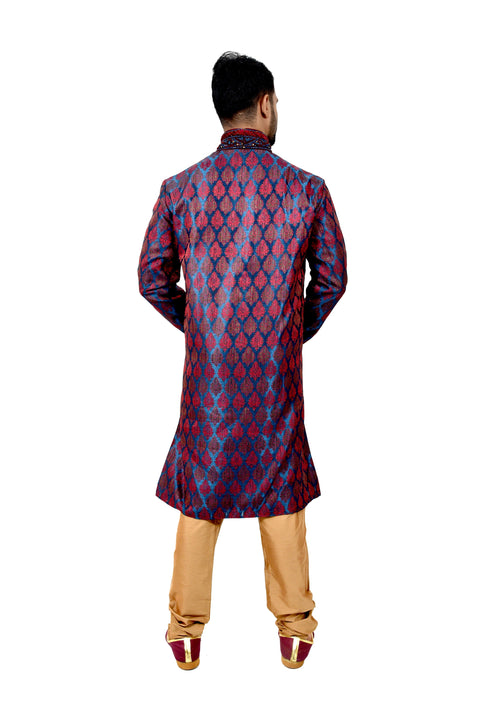 Indian Traditional Brocade Silk Multicolour Kurta Pajama for Men ...