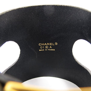 Vintage Signed Chanel Maroon Leather Gold Buckle Cuff C 01 Harlequin Market