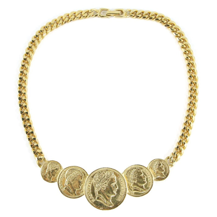 Vintage Goldette Coin Necklace Harlequin Market