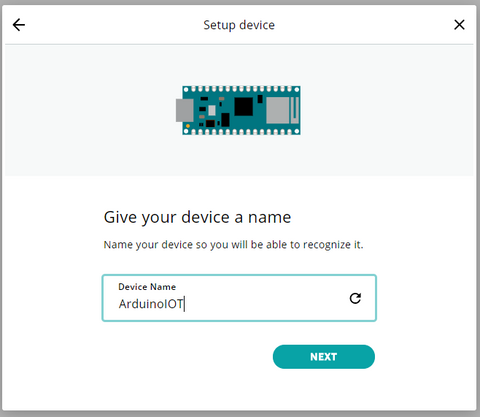 Arduino IOT Cloud Give your device a name