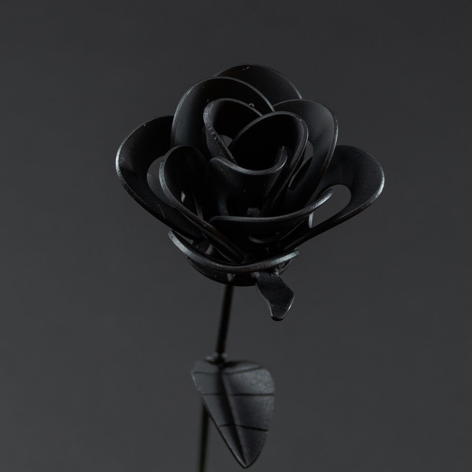 Matte Black Immortal Rose, Recycled Metal Rose, Steel Rose Sculpture ...