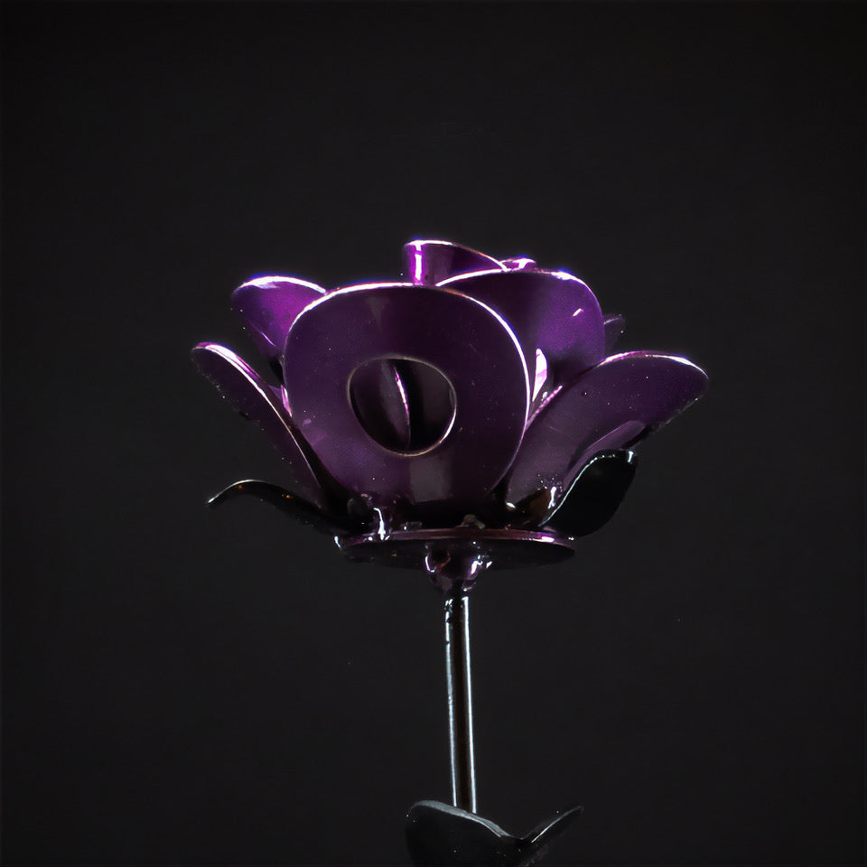 Purple And Black Immortal Rose Recycled Metal Rose Steel Rose Sculpt Metalrelic 5096