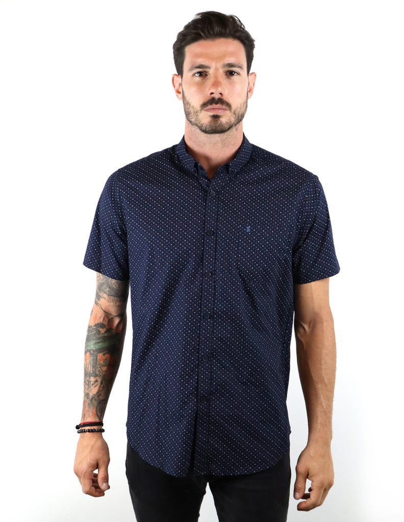 Camisa manga corta para hombre Leñadora Azul 100% Algodón - Chimay Oficial