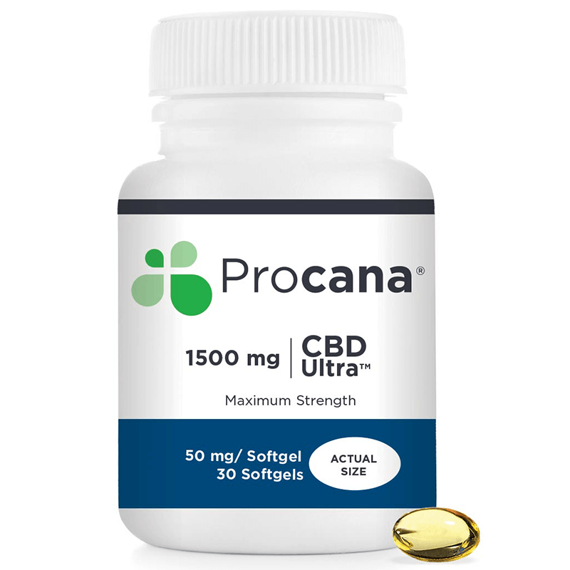 CBD Ultra Maximum Strength (1,500 mg CBD per bottle) (50 mg per softgel, 30 softgels) by Procana