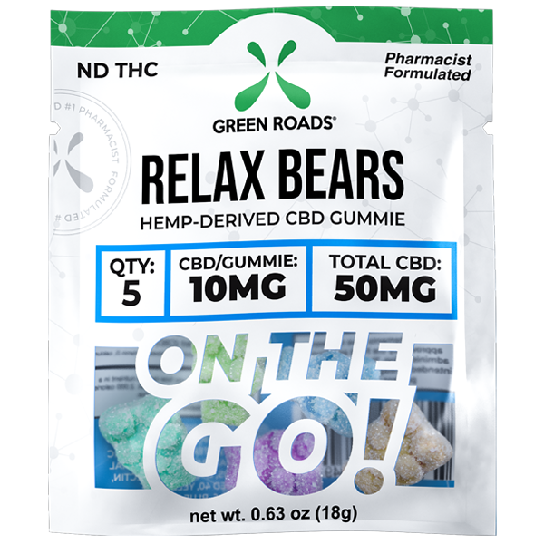 Cbd Relax Bears On The Go 50 Mg Per Bottle 5 Gummies By Green Roads Prohealthcbdstore Com Prohealth Cbd Store