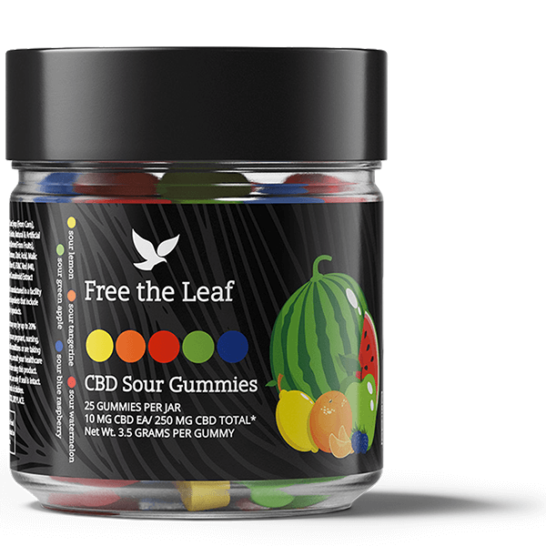 Image of Free the Leaf CBD Sour Gummies (10 mg CBD per Gummy, 25 Gummies)