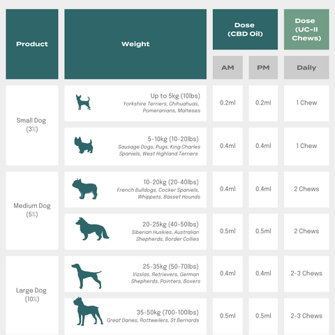 Dosage for CBD oil for dogs plus UCII