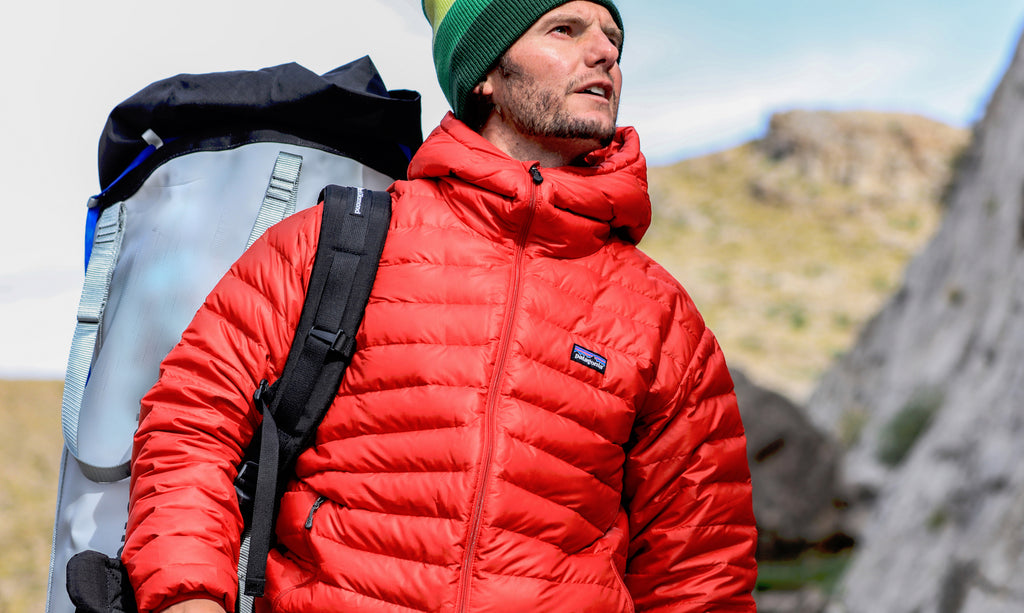 man hiking in mountains