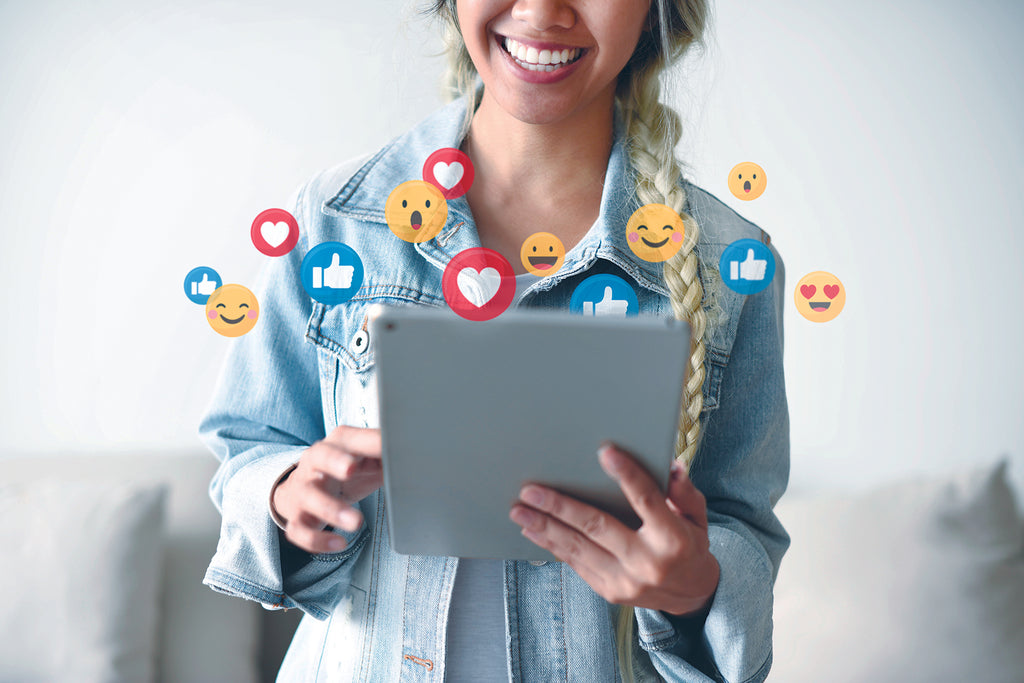happy emoticons teen holding laptop computer