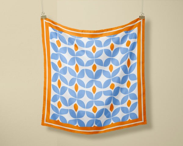 Tangerine Blue Satin Scarf