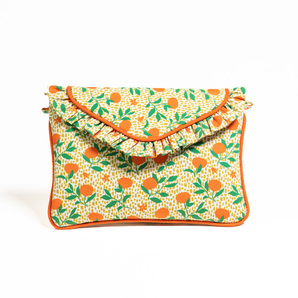 Orange tangerine sling clutch