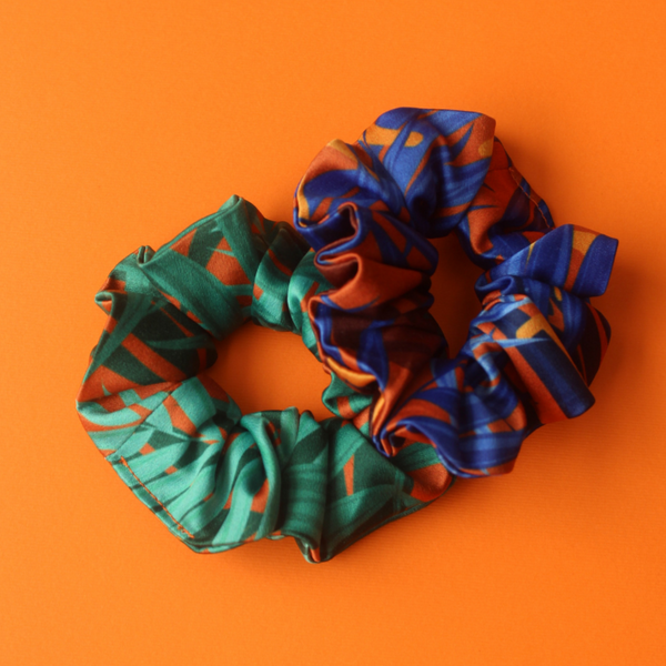 Jungle leaves scrunchie set