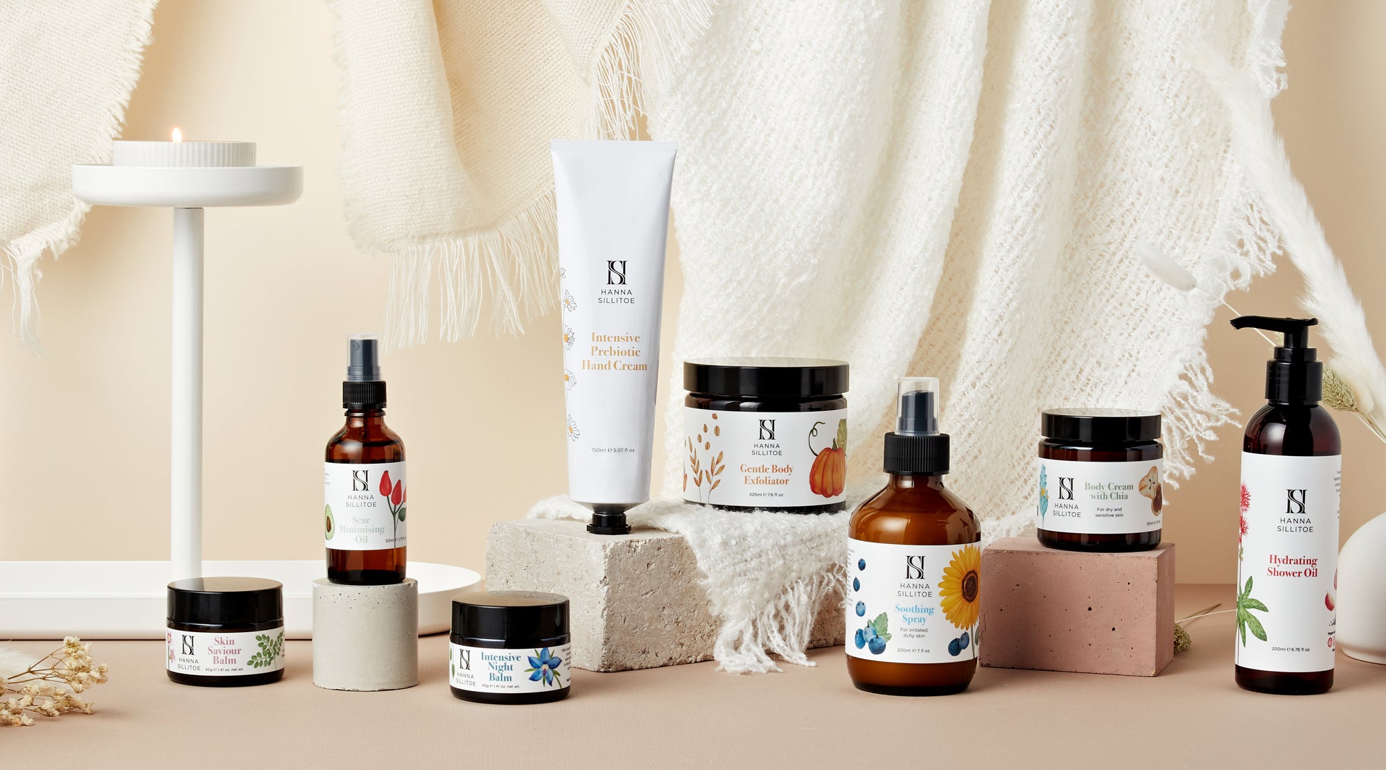 Range of natural skincare products