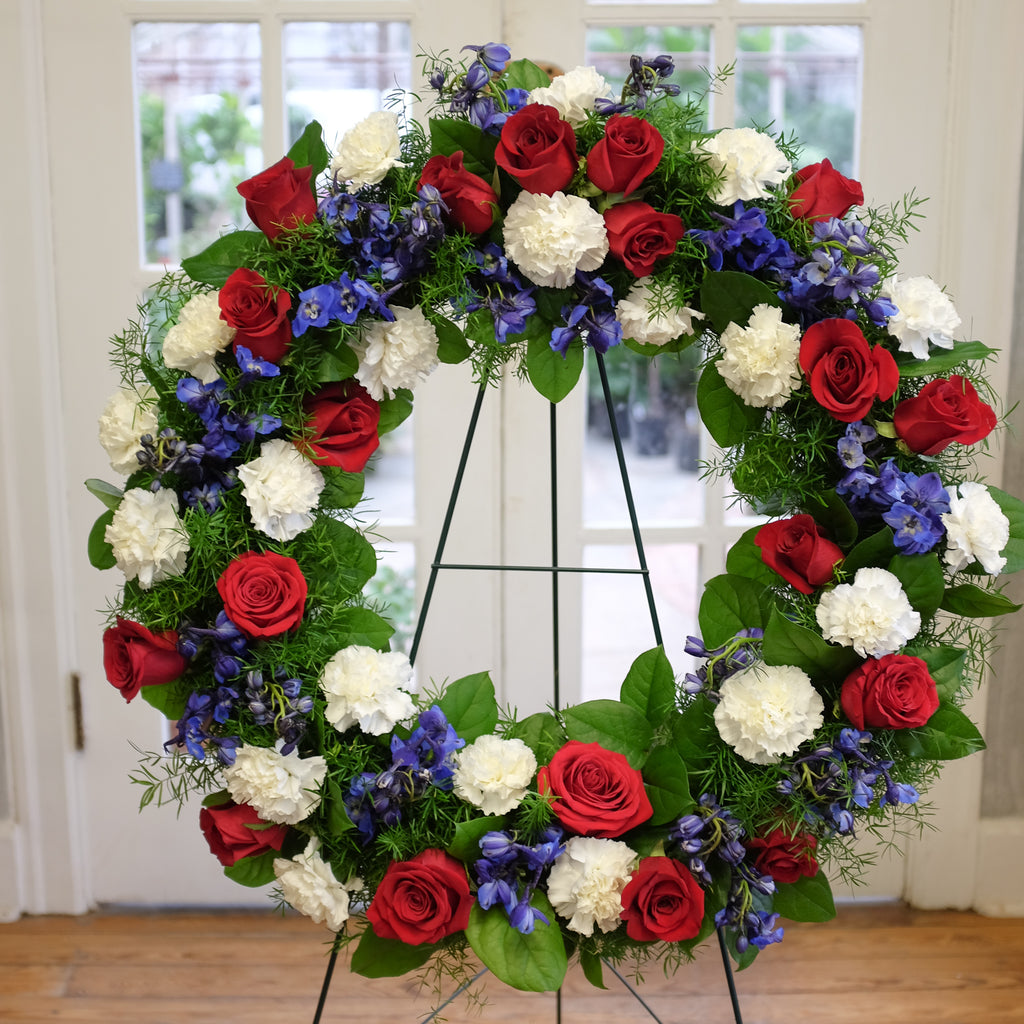 Patriotic Floral Funeral Wreath in Lexington, KY | Michler's Florist
