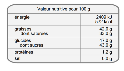 valeurs nutritionnelles