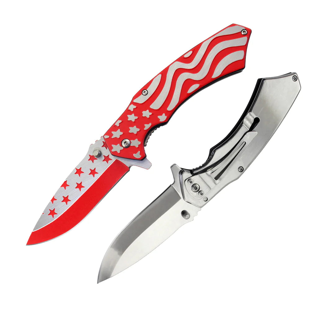 4.75 True American Patriot Folding Pocket Knife - Let's Go Brandon US Flag