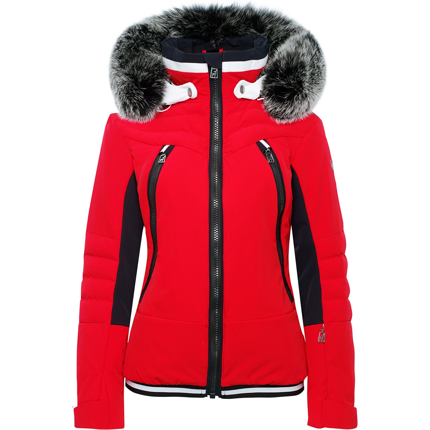 womens fitted ski jacket with fur hood