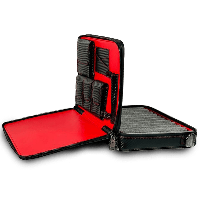 Sotelo Winston Holiday Travel Case in Carbon Fiber Black w/ Red Inlay - Fyxx-Cigar Accessory-Fyxx