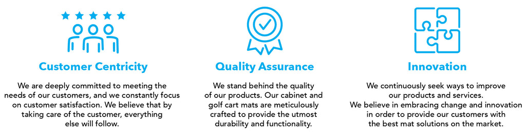 Xtreme Mats core values include customer centricity, quality assurance, and innovation.