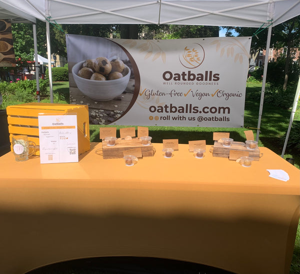 Oatballs Farmers Market setup