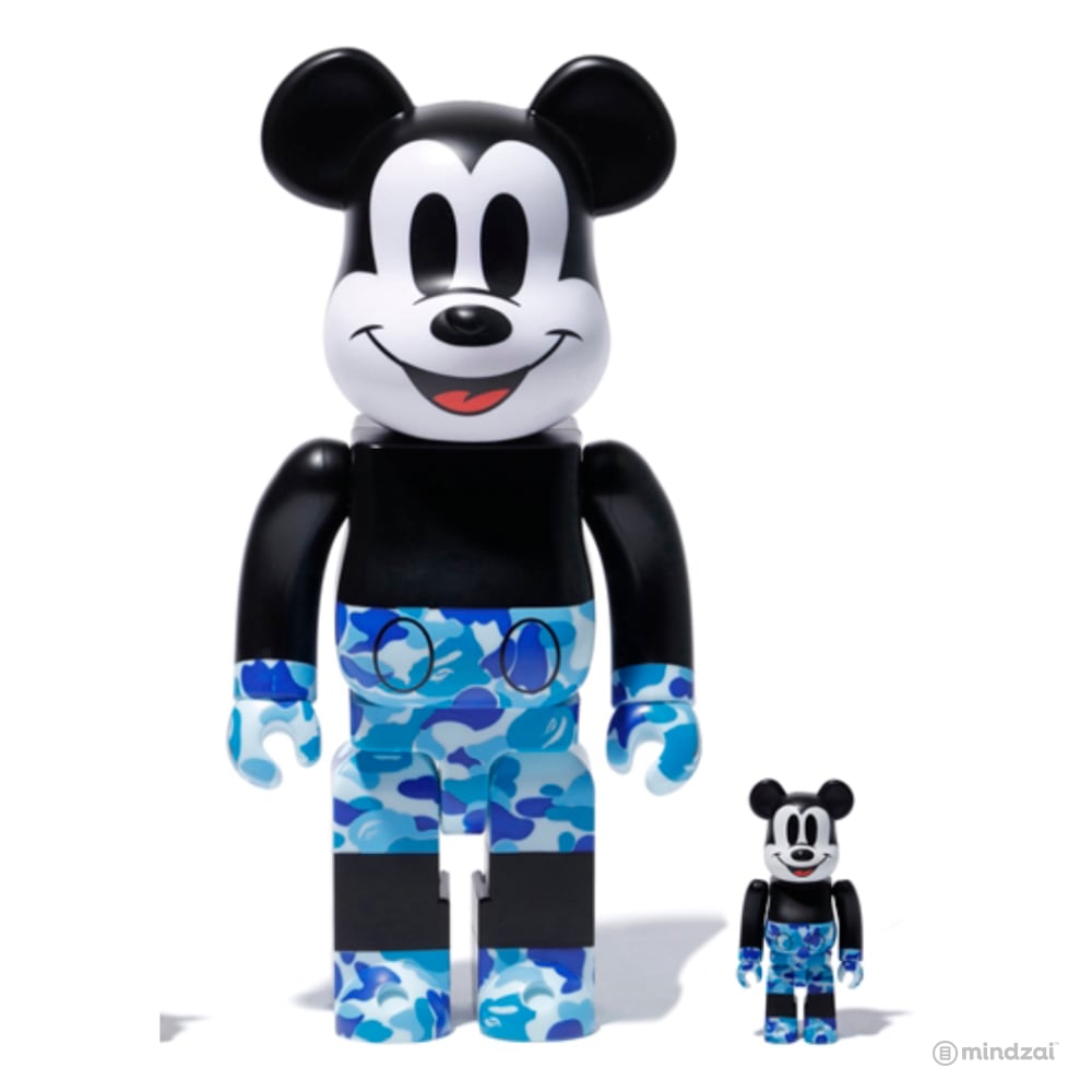 BAPE Mickey Mouse 100% 400% Bearbrick Set - Blue - Mindzai Toy Shop
