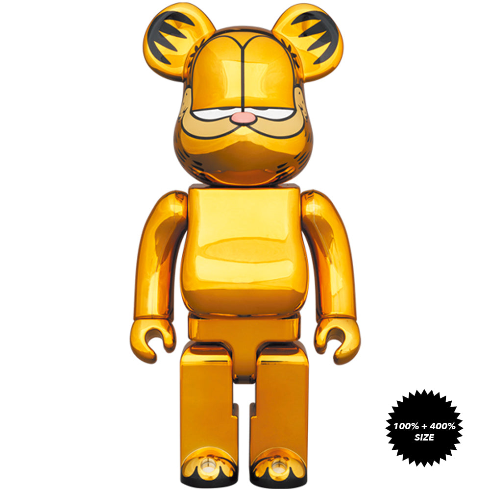 Garfield (Gold Chrome Ver.) 100% + 400% Bearbrick Set by Medicom