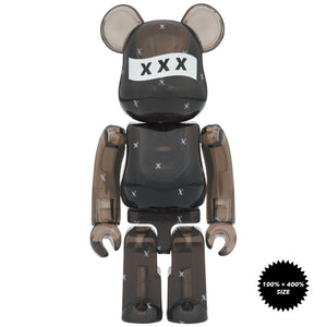 God Selection XXX Black Clear 100% + 400% Bearbrick Set by Medicom